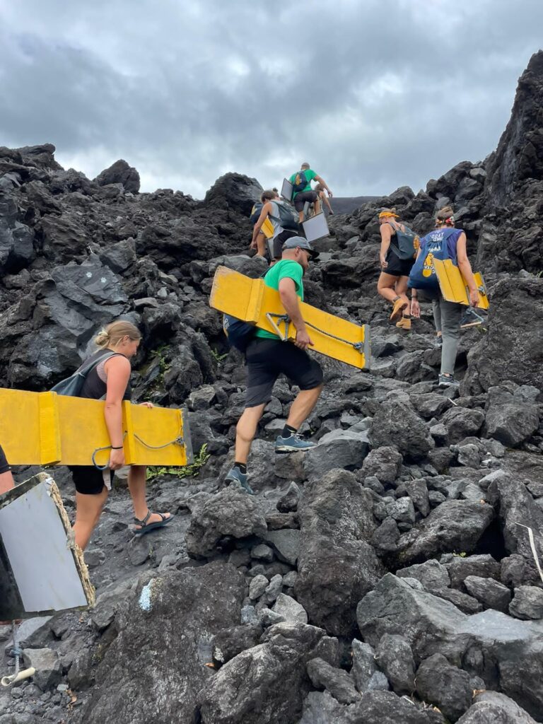 Walking to the top of the Cerro Negro Volcano Mono Loco Adventures
