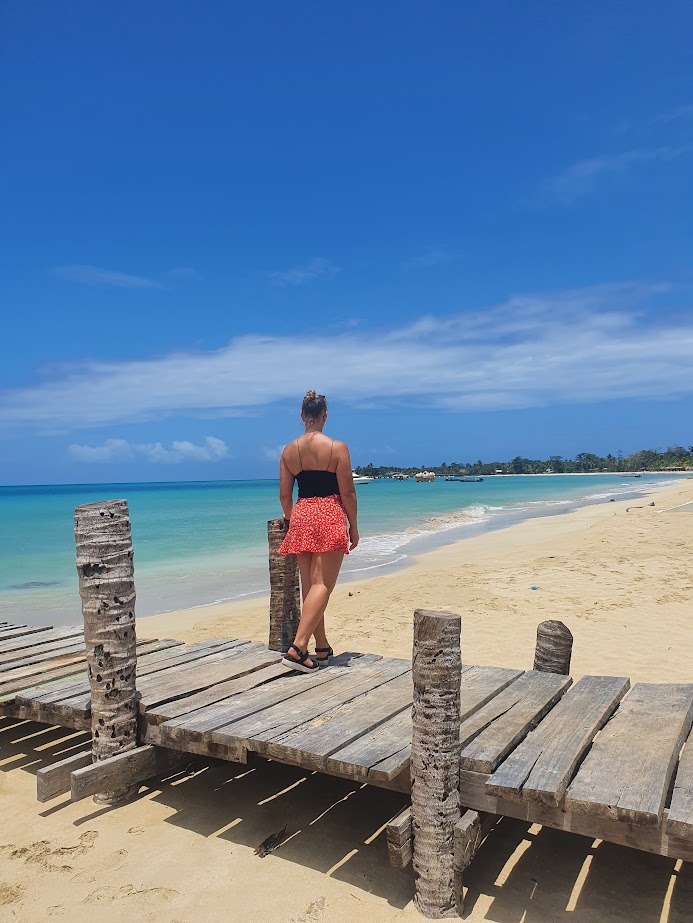 Standing at the beautifull Beache of Cayos Perlas