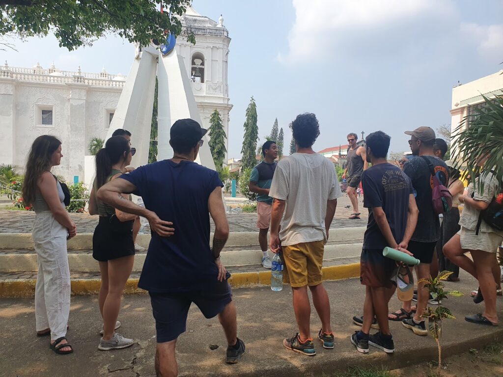 Standing at the meetingpoint of the Original Free Walking Tour in Leon