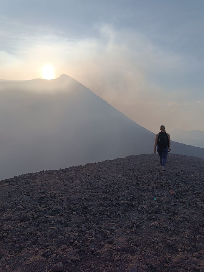 Watching the sunset behind the Telica volcano with Mono Loco Adventures